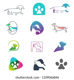 dog animal logo set vector illustration