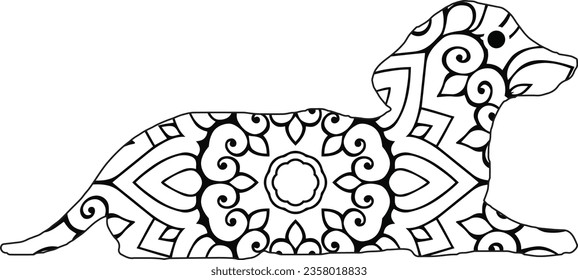 
Dog Animal Mandala Coloring page,Animal Mandala with Flower, vector illustration.