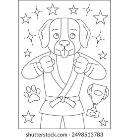 dog animal martial arts coloring book page for kids or grown adults creative coloring mindful relaxation activity