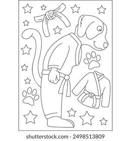 dog animal martial arts coloring book page for kids or grown adults creative coloring mindful relaxation activity