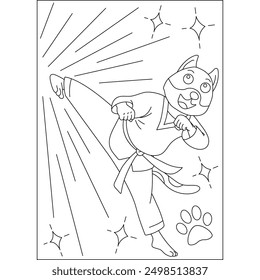 dog animal martial arts coloring book page for kids or grown adults creative coloring mindful relaxation activity