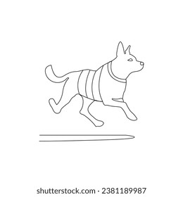 Dog animal one line art continuous Vector outline illustration 
