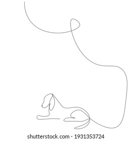 Dog animal one line drawing, vector illustration