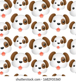 Dog Animal Pattern. Seamless Background Symbols. Emoji Drawn Sketch Hand Made Design Vector.