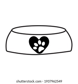 Сup for dog with animal paw symbol. Vector illustration.