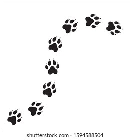 dog, animal paw trace, path, simple black design