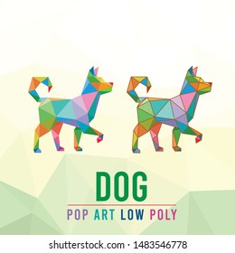 DOG ANIMAL PET POP ART LOW POLY LINE LOGO ICON SYMBOL. TRIANGLE GEOMETRIC POLYGON
