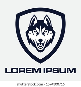 dog animal shield logo icon vector