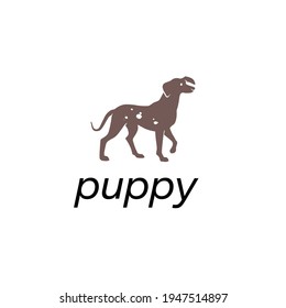 Dog animal silhouette isolated on white background. Vector flat illustration. For banners, cards, advertising, congratulations, logo.