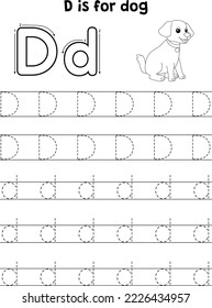 Dog Animal Tracing Letter ABC Coloring Page D