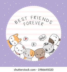 Dog  animal vector illustration with text for baby card.