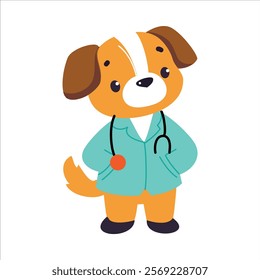 Dog Animal Work in Ambulance and Hospital Vector Illustration