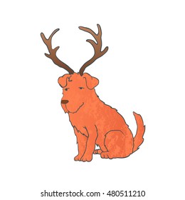 dog with antler