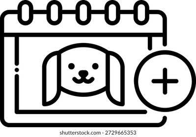 Ilustración vectorial de icono de calendario de cita de perro