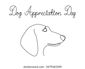 dog appreciation day. dog, continuous single line art drawing sketch, logo dachshund