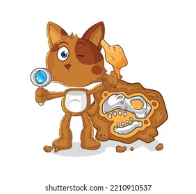 the dog archaeologists with fossils mascot. cartoon vector