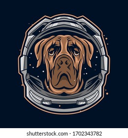 dog astronaut helmet suit vector illustration