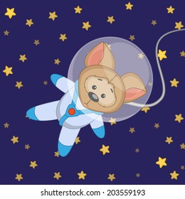 Dog astronaut on a stars background 