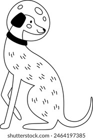 Dog Astronaut Outline Vector Illustration