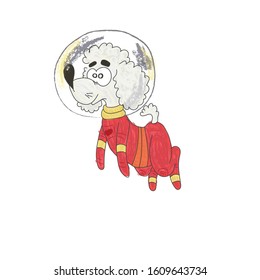 dog astronaut in the space