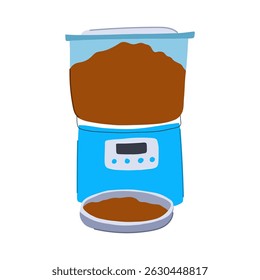 dog automatic pet feeder cartoon. wifi app, schedule meal, portioner capacity dog automatic pet feeder sign. isolated symbol vector illustration