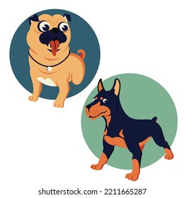 dog avatar cartoon circle isolation vector illustration concept design