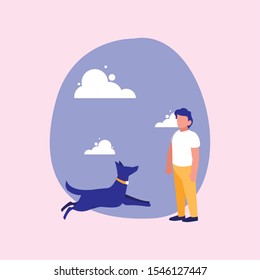 Dog and avatar man design, Mascot pet animal nature cute and puppy theme Vector illustration