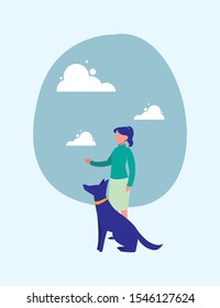 Dog and avatar woman design, Mascot pet animal nature cute and puppy theme Vector illustration