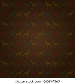 Dog background. Brown pattern with dogs. Vector illustration.