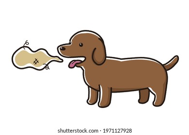 Dog Bad Breath. dachshund. vector illustration.