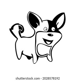 dog badge in black and white, vector illustration