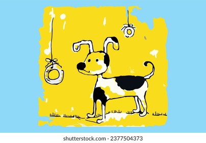 Dog and bagel, cookie. Picture. Vector graphics, eps