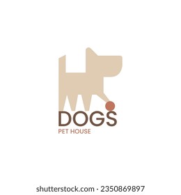 Dog with ball illustration design, pet playing ball creative logo design