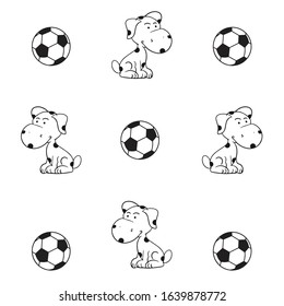 dog ball pattern black white vector