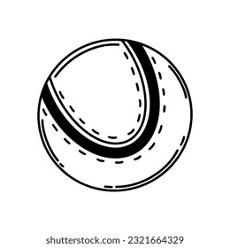 Dog ball vector icon. Round toy for playing with a pet. Illustration isolated on white. Simple doodle, sketch, line art. Animal care, accessory for fun with a puppy. Clipart for logo, print, web