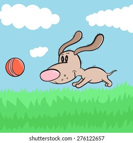 dog and ball, vector illustration
