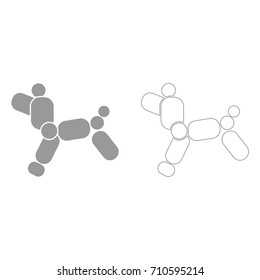 Dog balloon grey set icon .