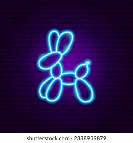 Dog Balloon Neon Sign. Vector Illustration of Entertainment Festival Glowing Symbol.