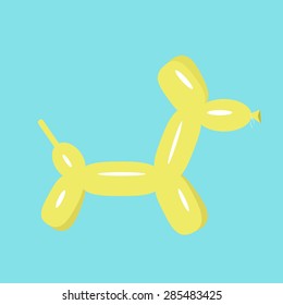 Dog balloon yellow animal Flat design Vector illustration