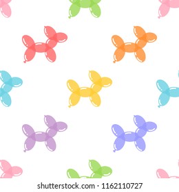 Dog balloons. Seamless vector pattern with colorful toys on a white background.