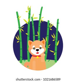 Dog with Bamboo 