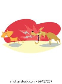 Dog barking to a cat