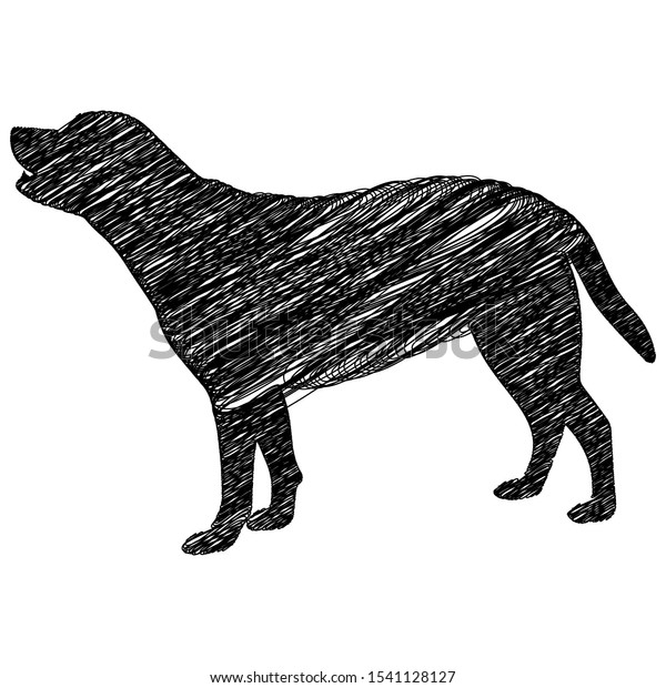 Dog Barking Crible Sketch Line Art Animalswildlife Stock