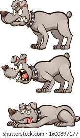 Dog barking with different expressions and body parts clip art. Vector  cartoon illustration with simple gradients. Some elements on separate layers.
