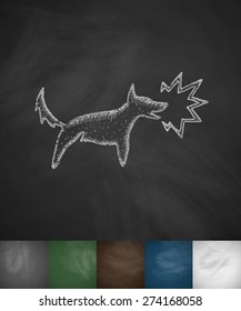 dog barking icon. Hand drawn vector illustration. Chalkboard Design