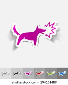 Dog Barking Paper Sticker With Shadow. Vector Illustration