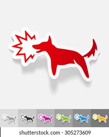 dog barking paper sticker with shadow. Vector illustration