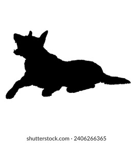 Dog is barking silhouette Breeds Bundle Dogs on the move. Dogs in different poses. jumps, the dog runs. The dog is sitting. The dog is lying down playing
