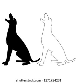 Dog Barking silhouette outline vector icon eps set