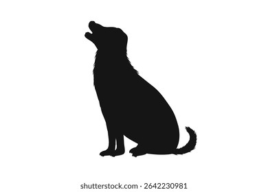 Dog barking silhouette. Vector silhouette of dog on white background. cutout dog. hand drawn design. vector illustration